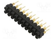 Socket strip; 2mm banana; black; 60VDC; 10A; 30VAC; Sockets: 20; 6mm STÄUBLI