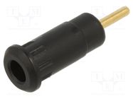 Connector: 2mm banana; socket; 10A; 29mm; black; soldered,on panel STÄUBLI