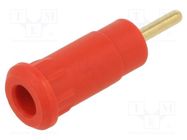 Connector: 2mm banana; socket; 10A; 29mm; red; soldered,on panel STÄUBLI