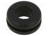 Grommet; Ømount.hole: 11.1mm; Øhole: 7.92mm; rubber; black 