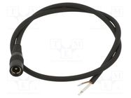 Cable; 1x0.5mm2; wires,DC 5,5/2,1 socket; straight; black; 2m WEST POL