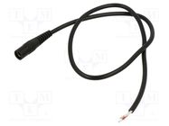 Cable; 2x0.5mm2; wires,DC 5,5/2,1 socket; straight; black; 0.5m WEST POL