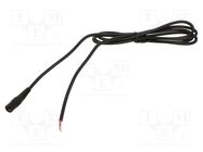 Cable; 2x0.5mm2; wires,DC 5,5/2,1 socket; straight; black; 1.5m WEST POL