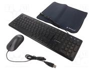 Office kit; black; USB A; wired,US layout; Features: with LED GEMBIRD