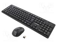 Office kit; black; USB A; wireless,slim,US layout; 10m; universal GEMBIRD