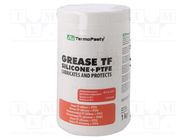 Grease; paste; Ingredients: PTFE,silicone; plastic container 