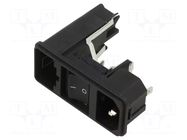 Male; snap-in; plug; 250V; 10A; Type: C14 (E); Des: on/off switch SCHURTER