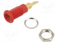 Connector: 4mm banana; socket; 25A; 30VAC; 60VDC; red; gold-plated STÄUBLI