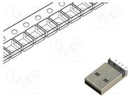 Connector: USB A; plug; male; on PCBs; SMT; PIN: 4; horizontal; reel MOLEX