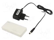Switch Ethernet; DC socket,RJ45 socket x8; white GEMBIRD