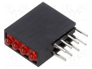 LED; in housing; 1.8mm; No.of diodes: 4; red; 20mA; Lens: diffused 