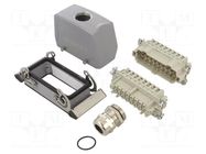 Connector: HDC; male + female; HE; PIN: 16; 16A; 500V; 16+PE; size 6 WEIDMÜLLER