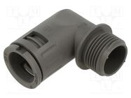 90° angled connector; Thread: metric,outside; polyamide 6; grey 