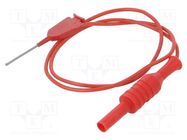 Test lead; 70VDC; 33VAC; 1A; banana plug 2mm,aligator clip; red 