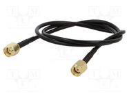 Cable; 0.3m; RP-SMA male,both sides; black; straight; 50Ω ONTECK