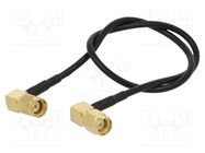 Cable; 0.3m; RP-SMA male,both sides; black; angled; 50Ω ONTECK