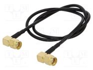 Cable; 0.5m; RP-SMA male,both sides; black; angled; 50Ω ONTECK