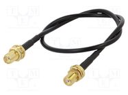 Cable; 0.3m; SMA female,both sides; black; straight; 50Ω ONTECK