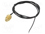 Cable; 1m; wires,SMA female; black; straight; 50Ω ONTECK