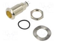 Indicator: LED; flat; yellow; 12÷28VDC; 12÷28VAC; Ø12.7mm; IP67 MARL