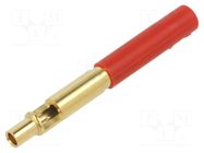 Connector: 4mm banana; socket; 300V; 19A; red; gold-plated STÄUBLI