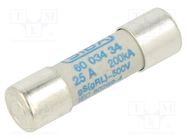 Fuse: fuse; gRL,gS; 25A; 600VAC; ceramic,cylindrical; 10.3x38mm SIBA