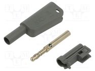 Connector: 4mm banana; 19A; 1kV; grey; 1mm2; nickel plated STÄUBLI