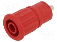 Connector: 4mm banana; socket; 24A; 1kV; red; nickel plated STÄUBLI