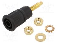 Connector: 4mm banana; socket; 32A; 1kV; black; gold-plated STÄUBLI