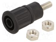 Connector: 4mm banana; socket; 32A; 1kV; black; nickel plated STÄUBLI