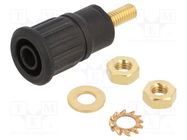 Connector: 4mm banana; socket; 32A; 1kV; black; gold-plated STÄUBLI