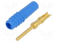 Connector: 1mm banana; plug; blue; 60VDC; 6A; Connection: soldered STÄUBLI