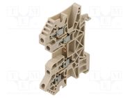 Splice terminal: rail; 4mm2; ways: 1; terminals: 4; beige; TS35; 800V WEIDMÜLLER