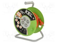 Extension lead; 3x1mm2; reel; Sockets: 4; PVC; orange; 40m; 10A KEL