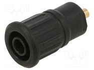 Connector: 4mm banana; socket; 24A; 1kV; black; gold-plated; 12.2mm STÄUBLI