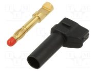 Connector: 4mm banana; plug; 32A; black; insulated,angled STÄUBLI