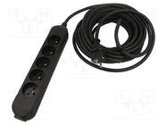 Extension lead; 3x1.5mm2; Sockets: 5; PVC; black; 5m; 16A; PRO JONEX