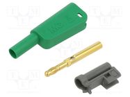 Connector: 4mm banana; 19A; 1kV; green; 1mm2; gold-plated STÄUBLI