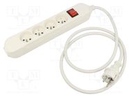 Extension lead; 3x1.5mm2; Sockets: 4; PVC; white; 1.5m; 16A; PRO JONEX