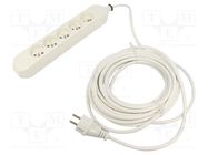 Extension lead; 3x1.5mm2; Sockets: 5; PVC; white; 10m; 16A; PRO JONEX