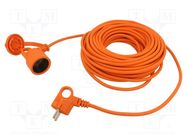 Extension lead; 2x1mm2; Sockets: 1; PVC; orange; 15m; 10A ACAR