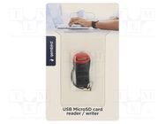 Card reader: memory; USB A plug; USB 2.0; microSDHC,SDHC; 25Mbps GEMBIRD