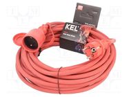 Extension lead; 3x1.5mm2; Sockets: 1; rubber; red; 15m; 16A KEL