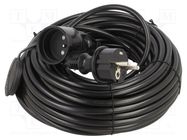 Extension lead; 3x1.5mm2; Sockets: 1; PVC; black; 20m; 16A; STANDARD KEL