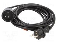 Extension lead; 3x1.5mm2; Schuko; Sockets: 1; PVC; black; 5m; 16A PLASTROL