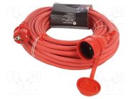 Extension lead; 3x1.5mm2; Sockets: 1; rubber; red; 20m; 16A KEL