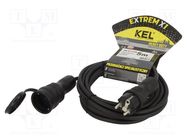 Extension lead; 3x1.5mm2; Sockets: 1; rubber; black; 5m; 16A KEL