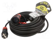 Extension lead; 3x2.5mm2; Sockets: 1; rubber; black; 20m; 16A KEL