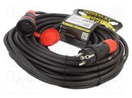 Extension lead; 3x2.5mm2; Sockets: 1; rubber; black; 30m; 16A KEL