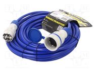 Extension lead; 3x2.5mm2; Sockets: 1; PUR; blue; 15m; 16A KEL